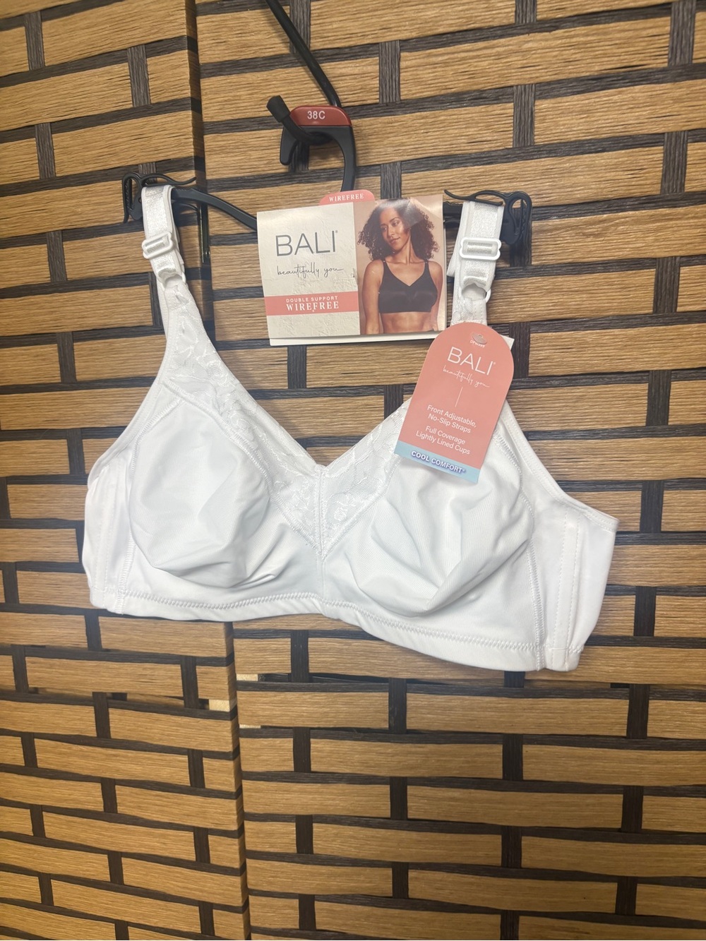 Bali white wire free double support bra size 38C